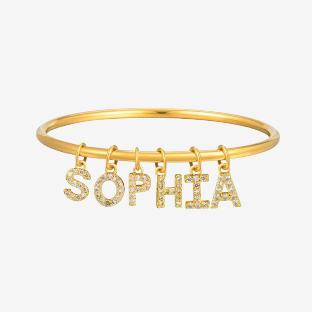 Custom Initial Bangle Bracelet