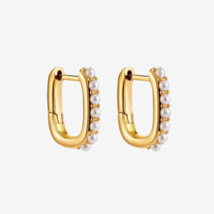 Dainty pearl huggie earrings