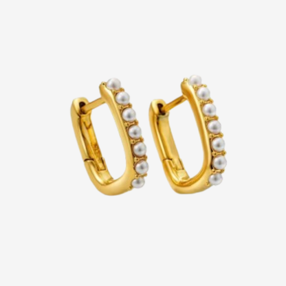 Dainty pearl huggie earrings