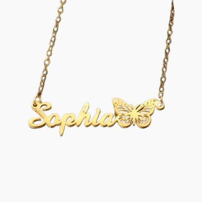 Butterfly name necklace