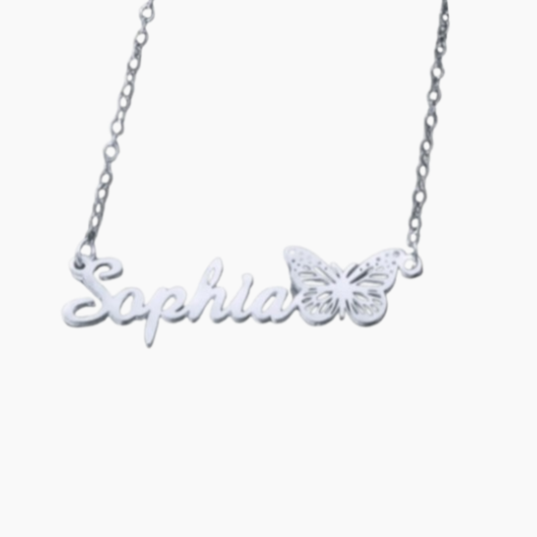 Butterfly name necklace