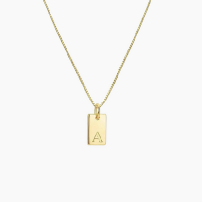 Rectangle Tag Initial Necklace