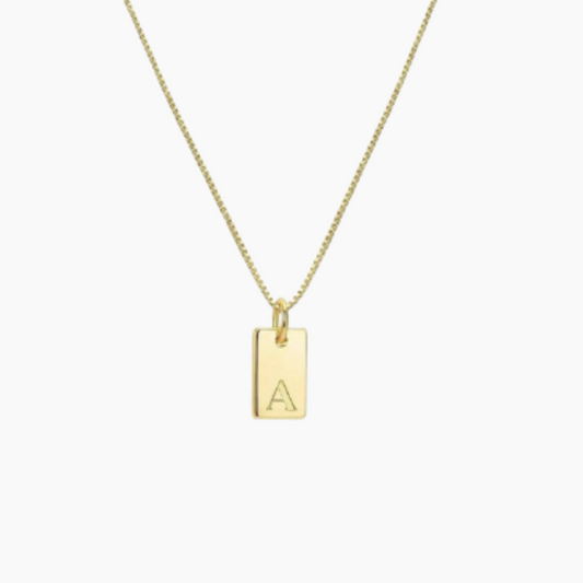 Rectangle Tag Initial Necklace