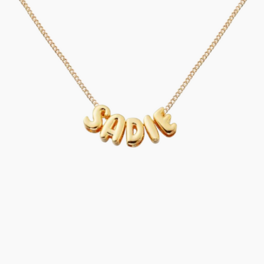 Bubble letter name necklace